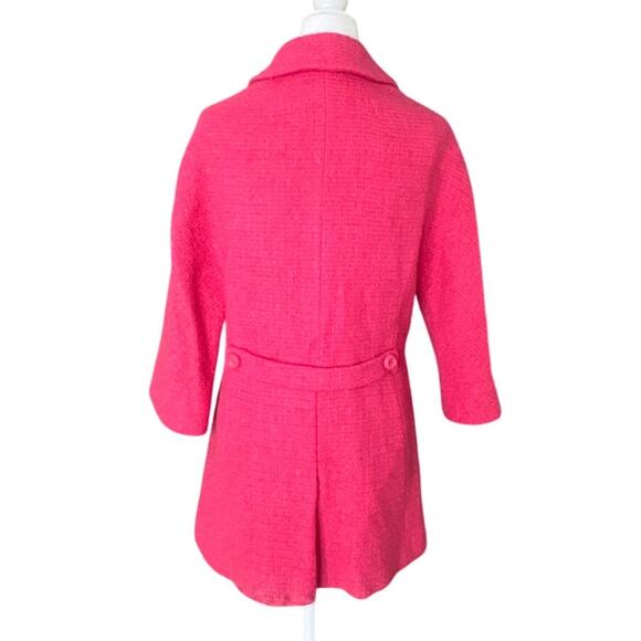 Vintage 1960s Pink Double Breasted Wool Woven Coat Women's XS/S Notch Collar - Picture 5 of 13